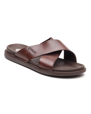 Base London Drift Leder Herren Braune Sandalen