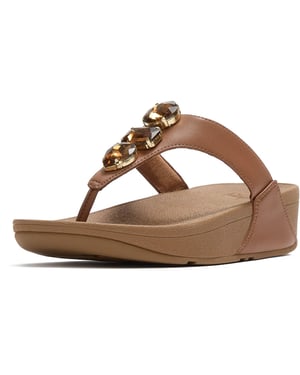 Fitflop Lulu Ultra-Jewel Zehensteg-Polyurethan Damen Sandalen in Dunkelbraun