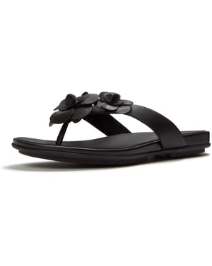 Fitflop Gracie Flower Leder Damen Badeschuhe Schwarz