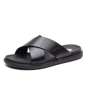 Base London Drift Leder Herren Schwarz Sandalen