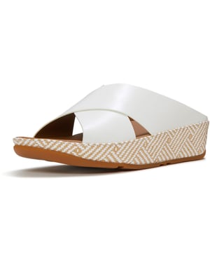 Fitflop Lulu Lux Graphic-Weave Leder Damen Sandalen in Urban White
