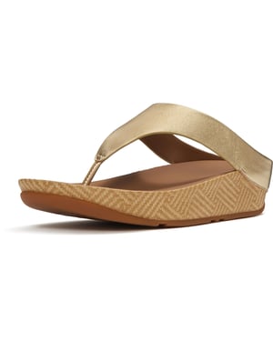 Fitflop Lulu Lux Graphic-Weave Zehensteg-Leder Sandalen für Frauen in Platino