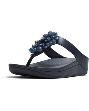 Fitflop Fino Zehensteg Polyurethan Damen Sandalen in Mitternachtsblau