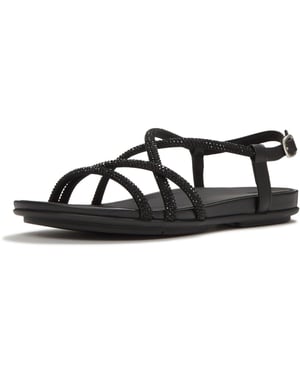 Fitflop Fino Zehentrenner Leder Damen Sandalen All Black