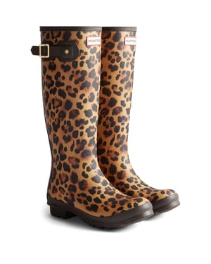 Hunter Damen Original Tall Leopard Gummistiefel in Leopardenmuster/Schokoladenbraun