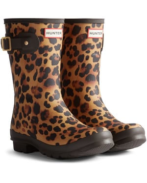 Hunter Original Short Leopard Stiefel Gummi Damen Leopardenmuster/Schokoladenbraune Gummistiefel