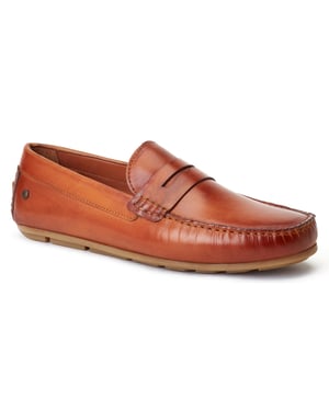 Base London Collins Driver Leder Herren Loafers in verbranntem Tan