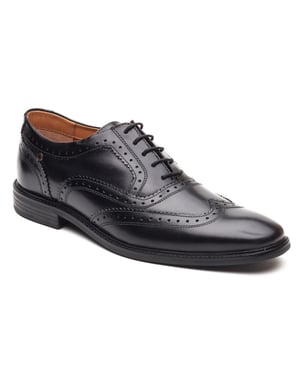 Base London Clarence Brogue Leder Herren Schwarz Brogues Schuhe