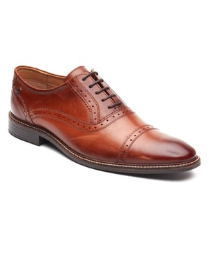 Base London Ascot Oxford Leder Herren Schuhe in verbranntem Tan