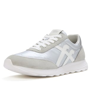 Fitflop Retro-Q FF Nylon Damen Sneakers Silber/Städtisches Weiß