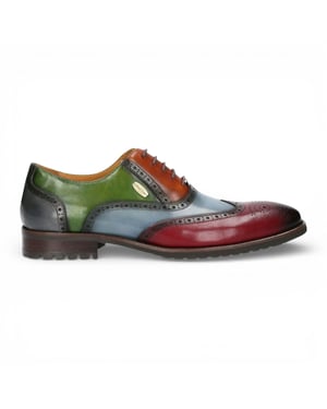 Lorenzo Conti Herren-Brogue-Oxford-Schuhe aus schwarzem und burgunderrotem Leder - Antonin 01