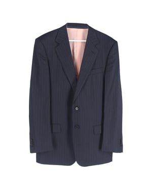 Ermenegildo Zegna gestreiftes, einreihiges Blazer- und Hosen-Set aus marineblauer Wolle
