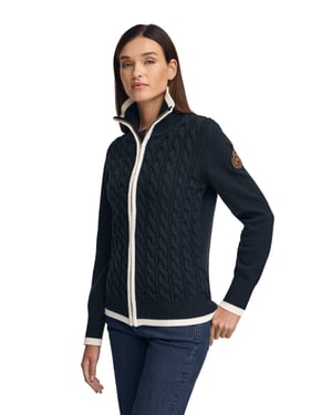 Cardigan marineblau mit maritimem Polo Club-Patch