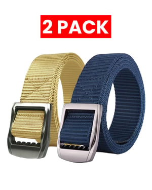 Enzo | 2er Pack Herren Canvas Gürtel - Beige & Marineblau