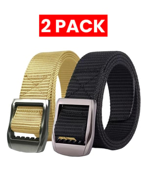 Enzo | 2er Pack Herren Leinengürtel - Beige & Schwarz