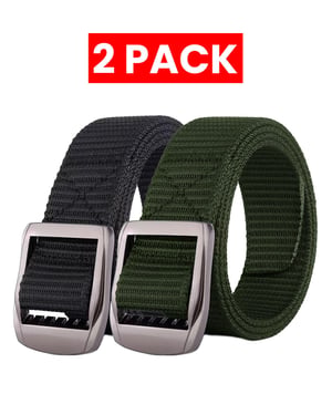 Enzo | 2er Pack Herren Canvas Gürtel - Schwarz & Khaki
