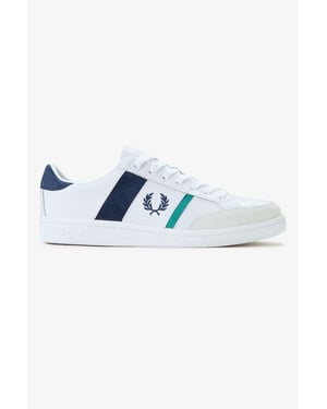 Fred Perry B725 Leder Wildleder Herren Weiß/Navy/Mint Sneaker