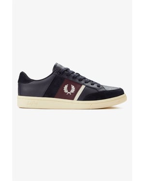 Fred Perry B725 Leder Wildleder Herren Sneakers Marineblau/Ecru/Oxblood