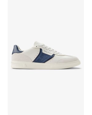 Fred Perry B4 Strukturierte Leder/Velours Herren Porzellan/Blaue Sneaker