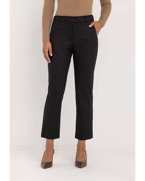 Janet Slim Fit Hosen | Dunkelgrau Karomuster