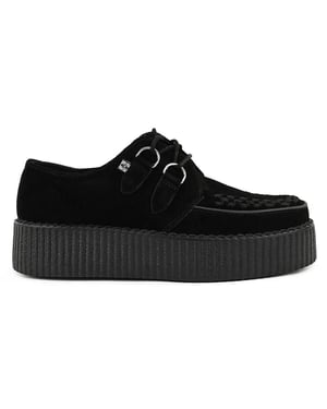 TUK Viva High Creeper Schwarze Wildleder-Plateau-Schnürschuhe im Gothic-Stil - AV6802