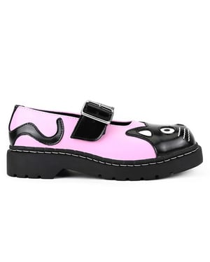 TUK Damen Mary Jane Kitty Pink Schwarze Leder Plateau Gothic Schuhe - T2344
