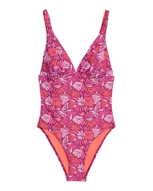 Marc O Polo Damen-Einteiler "Abstract Leaf" Badeanzug - Lila