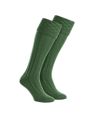 Herren Premium Wolle Kilt Socken Kniehoch mit Rautenmuster umgeschlagenem Bund