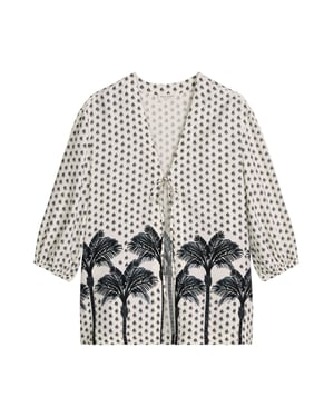 Marc O'Polo Damen Strandshirt Palm Border GeoBeach shirt, Resorthemd, Sommerhemd