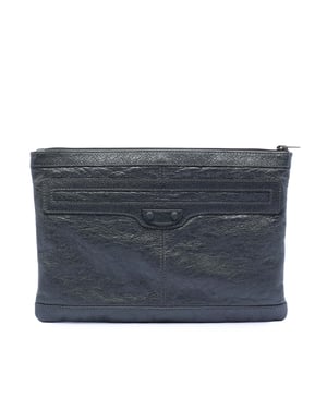 Balenciaga Pre-owned Pre-owned Lambskin Motocross Classic Clip M Clutch - Dunkelgrau