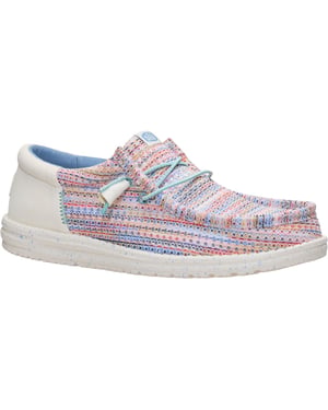 HEYDUDE Wally Funk Multi Mesh Polyester Herren Mokkasins Schuhe Egret/Multi