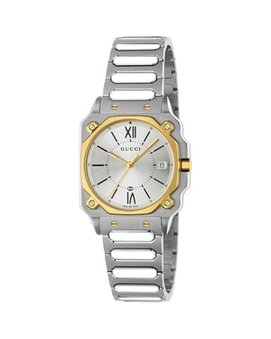 Gucci YA166506 G-Flat Silber Zifferblatt Herren- und Damenuhr