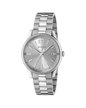 Gucci YA1264232 G-Timeless Herrenarmbanduhr mit silbernem Zifferblatt