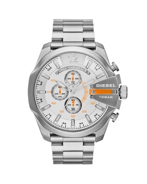 Diesel Mega Chief DZ4328 Chronograph 51mm Silber Edelstahl Herrenarmbanduhr