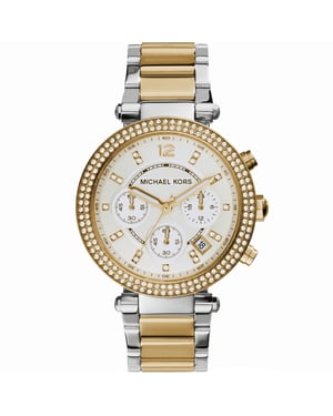 Michael Kors MK5626 Parker Damen Chronograph Uhr, Zweifarbig Edelstahl