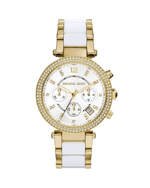 Michael Kors Parker MK6119 Damen Zwei-Farben Chronographuhr 39 mm Gold & Weiß