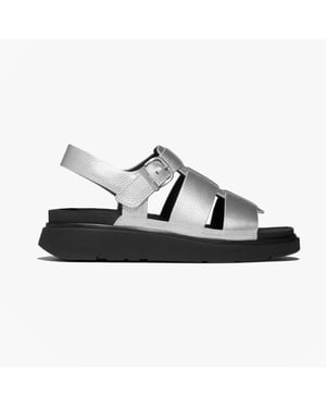 Fitflop Gen-ff Tumbled Damen Sandalen mit Knöchelriemen Silber