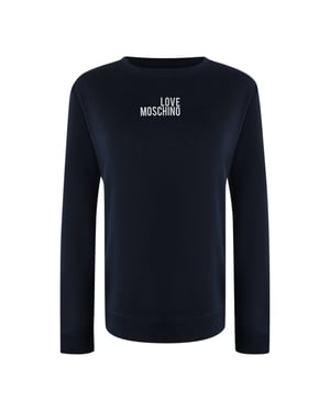 Love Moschino Langarmshirt In Marineblau Mit Kleinem Weißen Logo