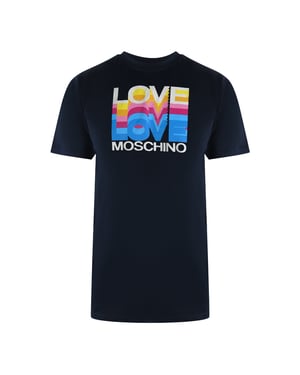 Love Moschino Marineblaues T-shirt Größe L Mit Buntem Love-logo