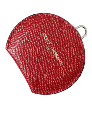 Rotes Leder Runde Münzgeldbörse