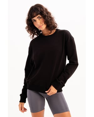 JUSTEVER Damen-Sweatshirt mit Rundhalsausschnitt, Basic-Muster, Schwarz - Aura