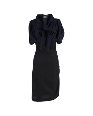 Jacquemus La Robe Madame Midikleid mit Schleifendetail aus marineblauer Wolle