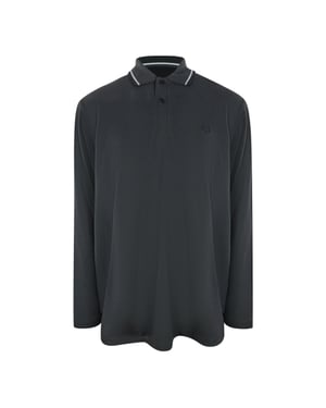 Fred Perry Poloshirt mit kontrastiertem Twin-Tipped-Kragen, langärmelig - Grau