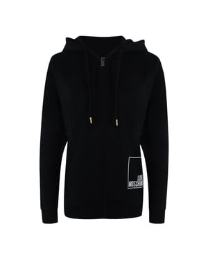 Love Moschino Schwarzer Zip-hoodie, Größe S, Weißes Logo