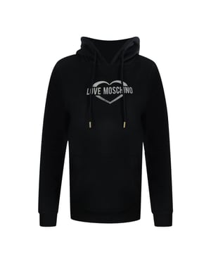 Moschino Love Moschino Kapuzenpullover mit silbernem Herzlogo - Schwarz