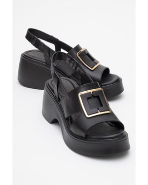 Lucia Leder Schnalle Plateau Sandale