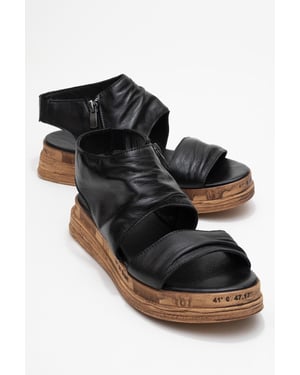 Lunas Leder Side-Zip Flach Absatz Sandale