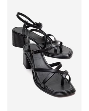 Forever & Always Leder-Sandale mit Blockabsatz (Damen) - Schwarz