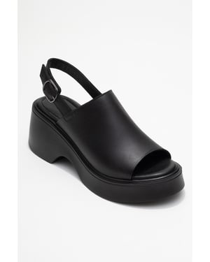 Power Leder Plateau Keilabsatz Sandalen (Women)