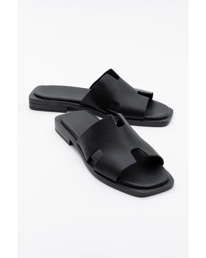 Jez Leder Slide Sandale (Women)